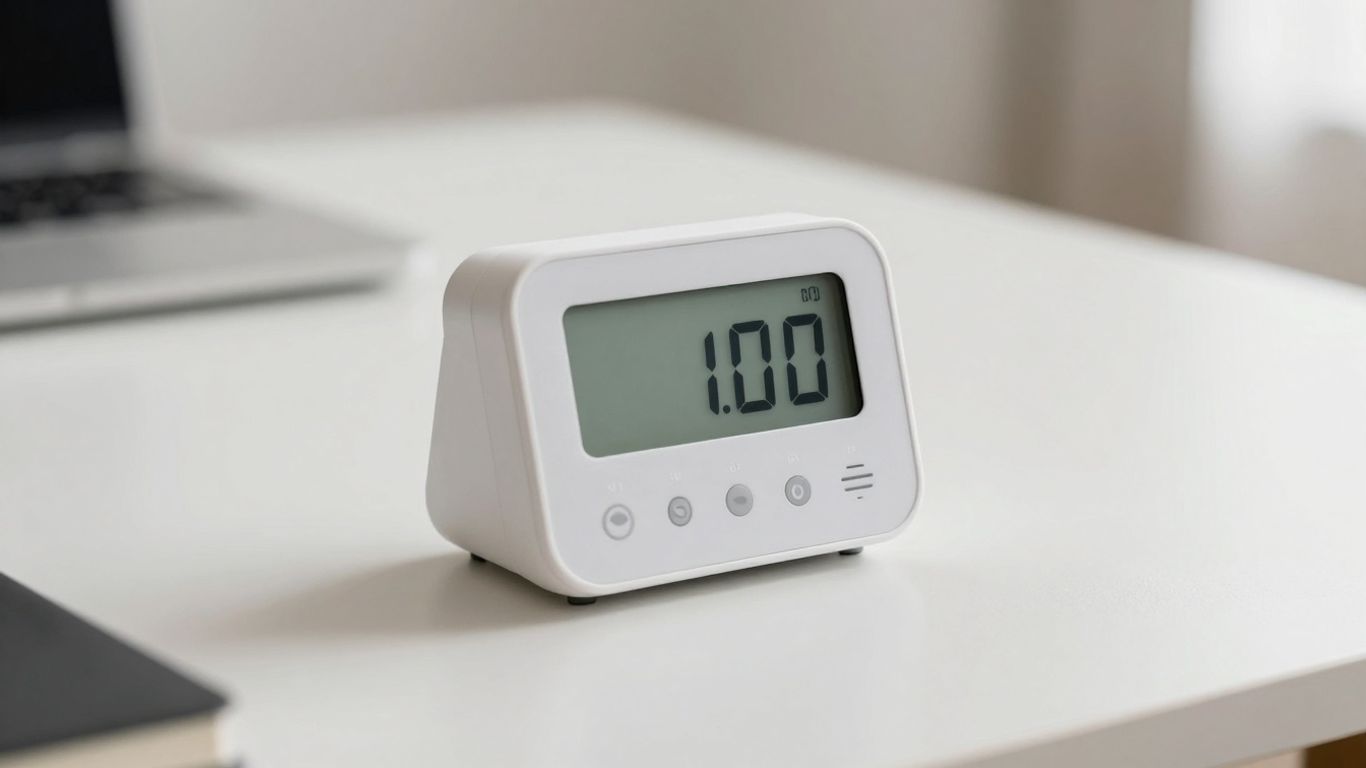 Productivity timer on a desk for enhanced efficiency.