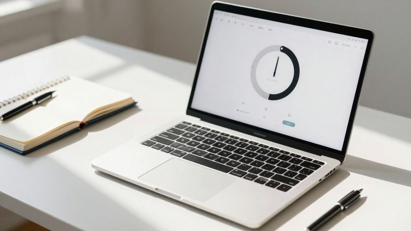 Productivity timer on a laptop screen.
