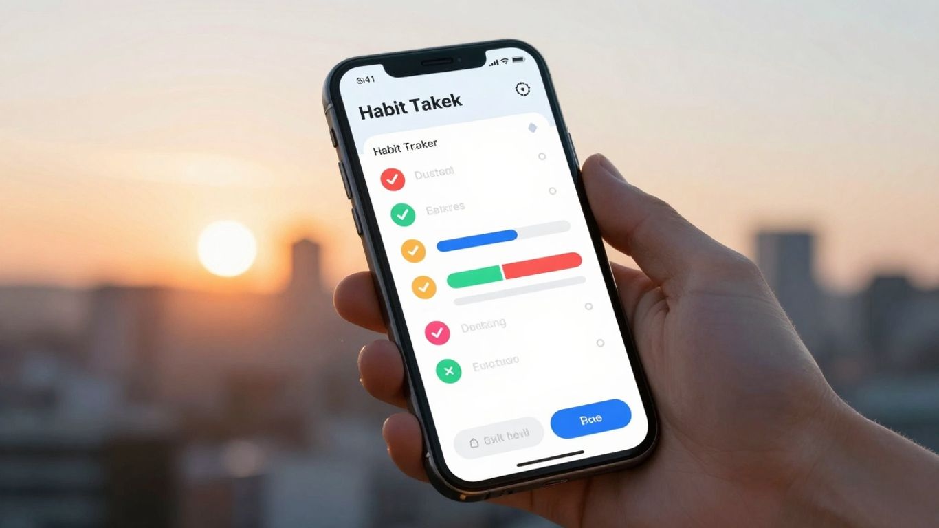 Habit tracker app on a smartphone screen.