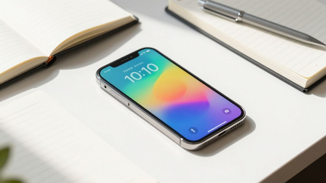 Smartphone timer app on a study desk.