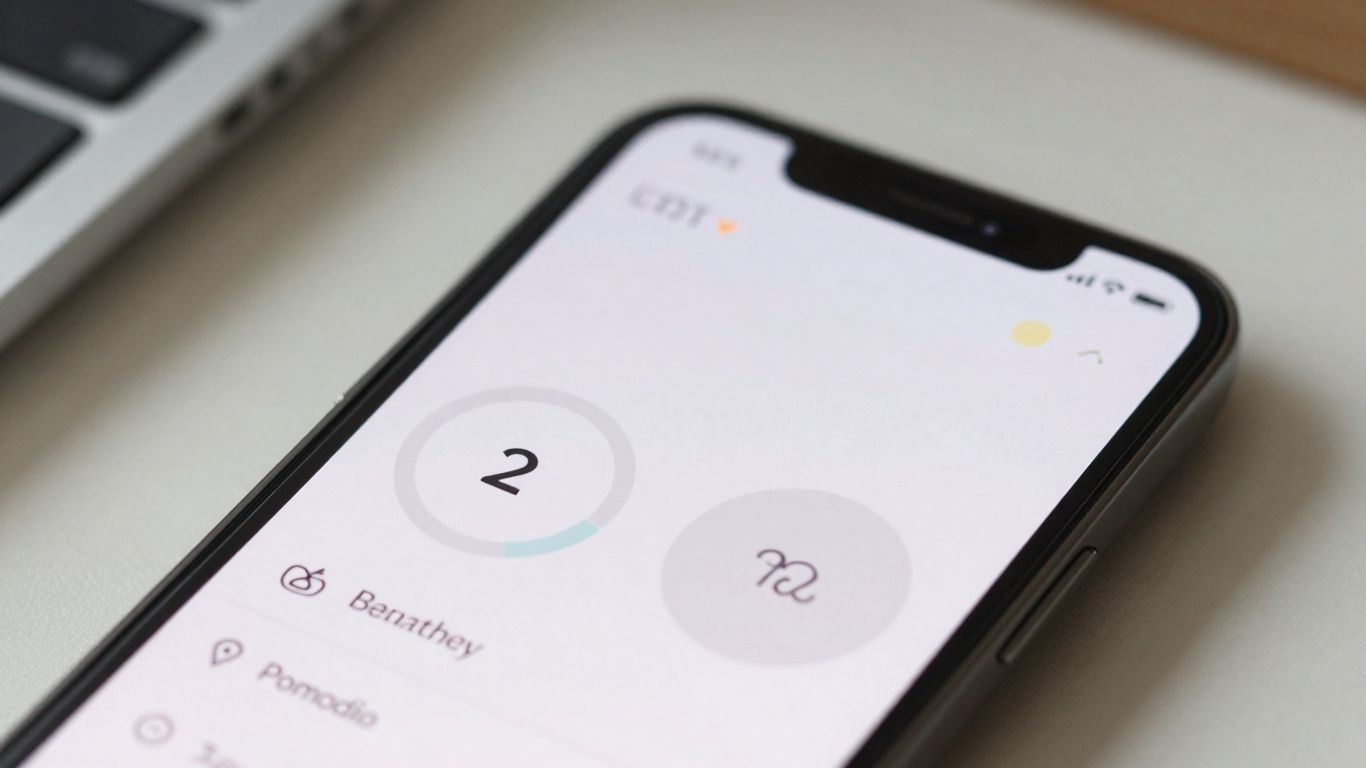 Pomodoro app on a smartphone for ADHD focus.