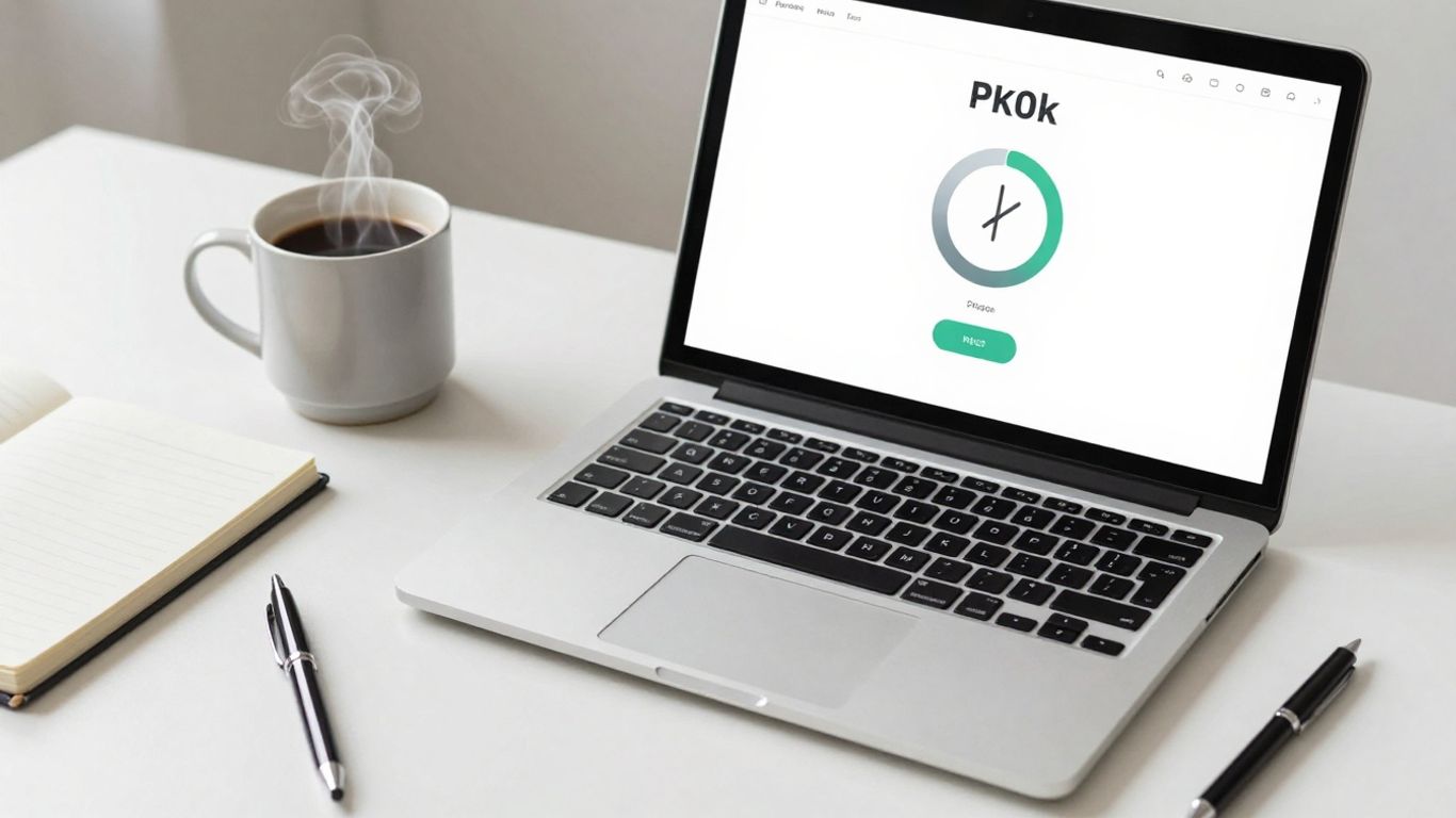 Minimalist Pomodoro timer on a laptop screen.