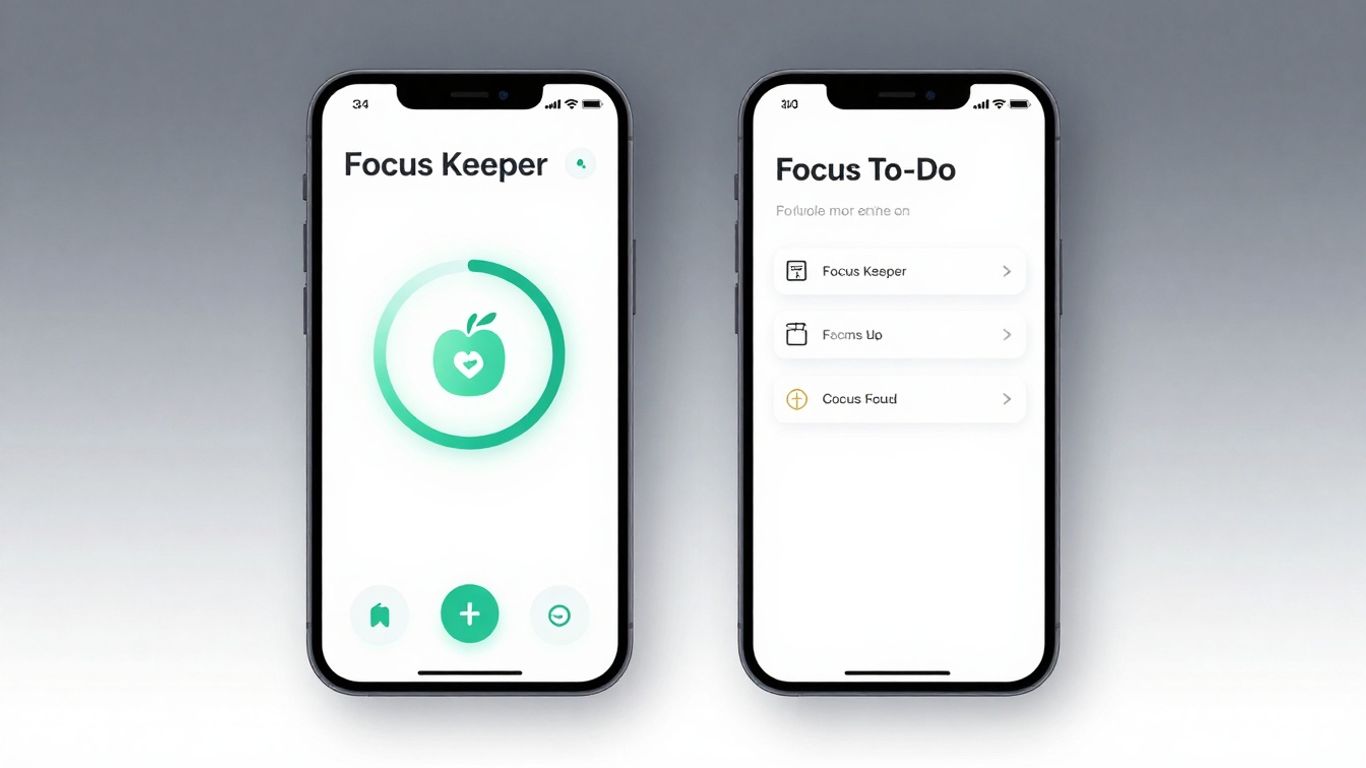 Focus Keeper vs Focus To-Do app comparison on phone screens.
