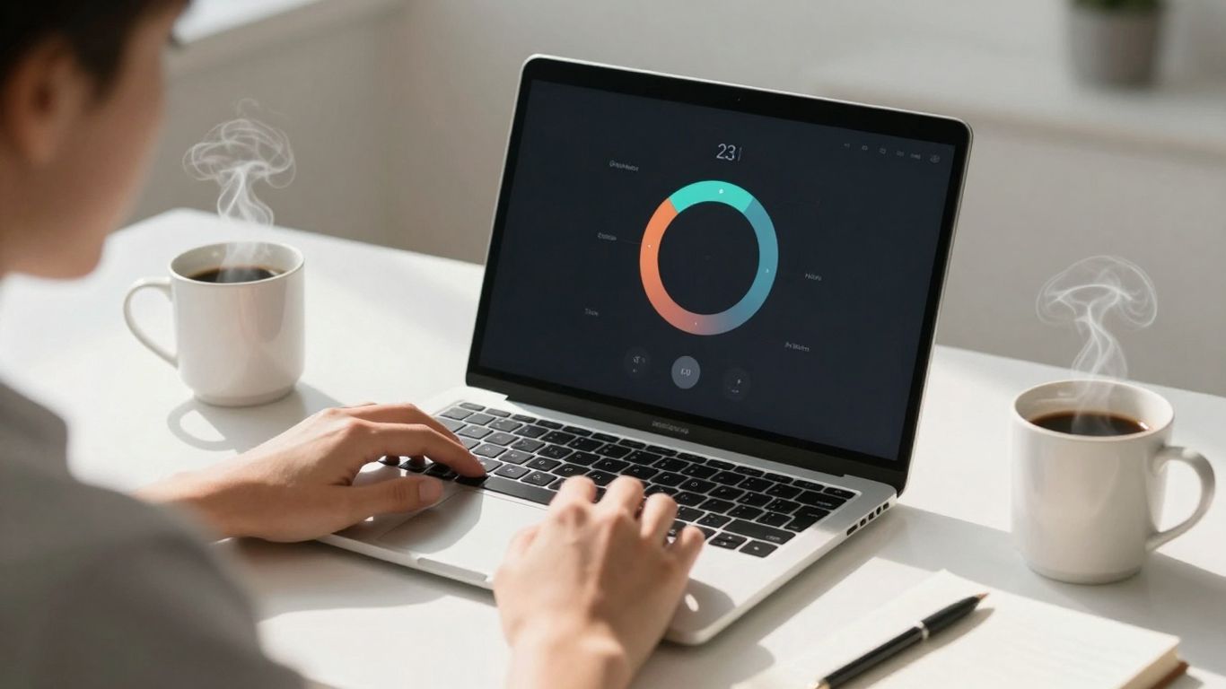 Productivity timer on a laptop screen.
