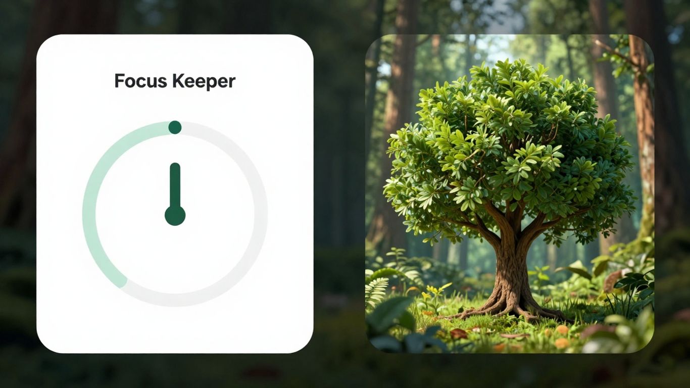 Focus Keeper app timer versus Forest app tree growth comparison.