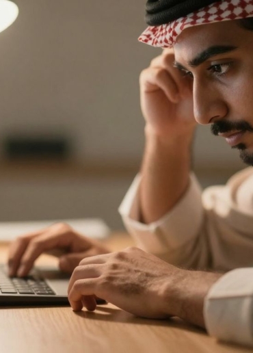 Person intensely focused on work with a timer.