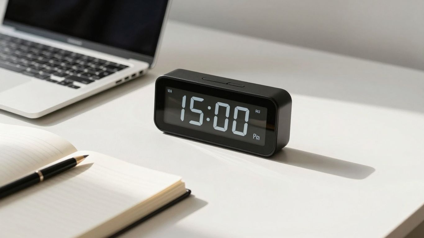Productivity timer on a modern desk.