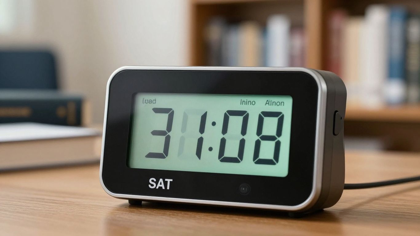 SAT study timer counting down for test prep.