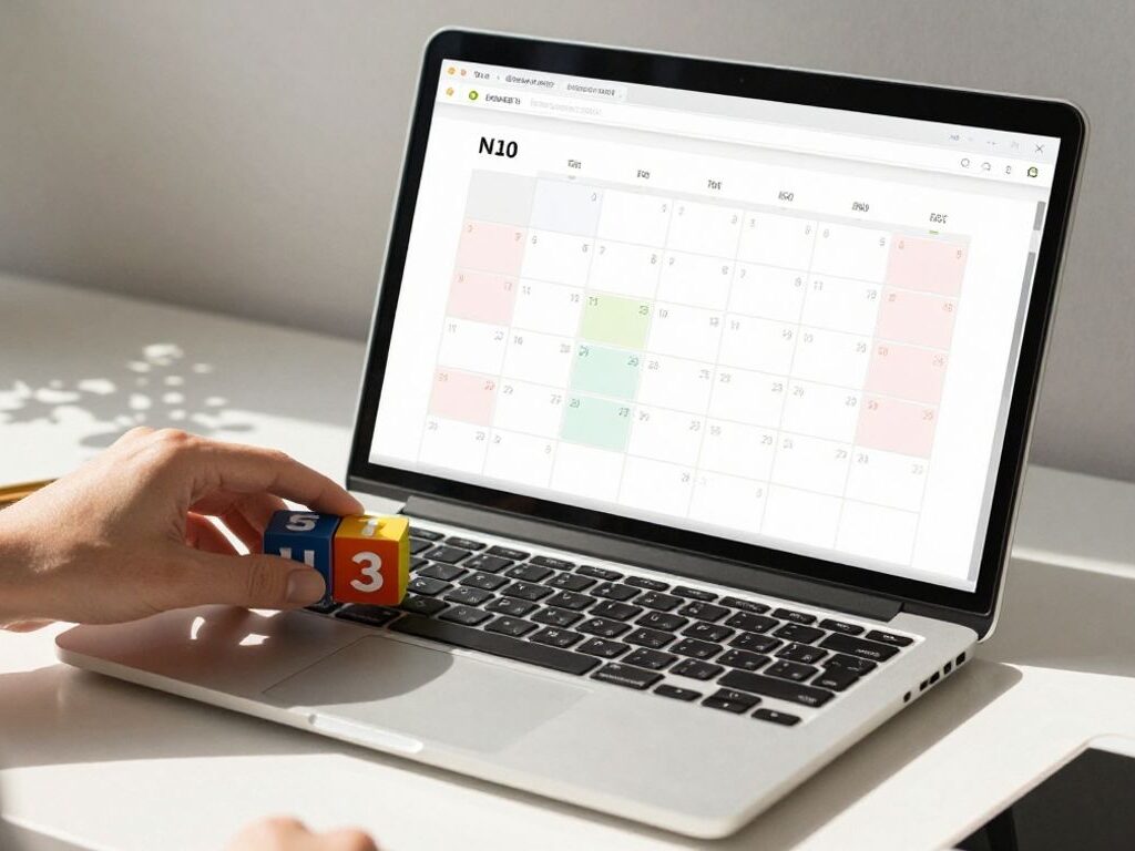 Calendar time blocking on a laptop screen.