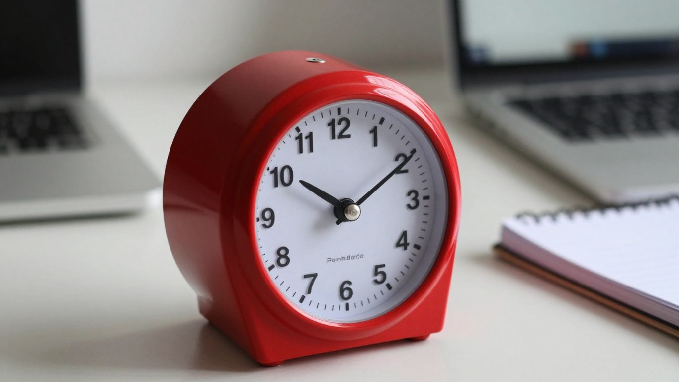 Pomodoro timer ticking on a desk