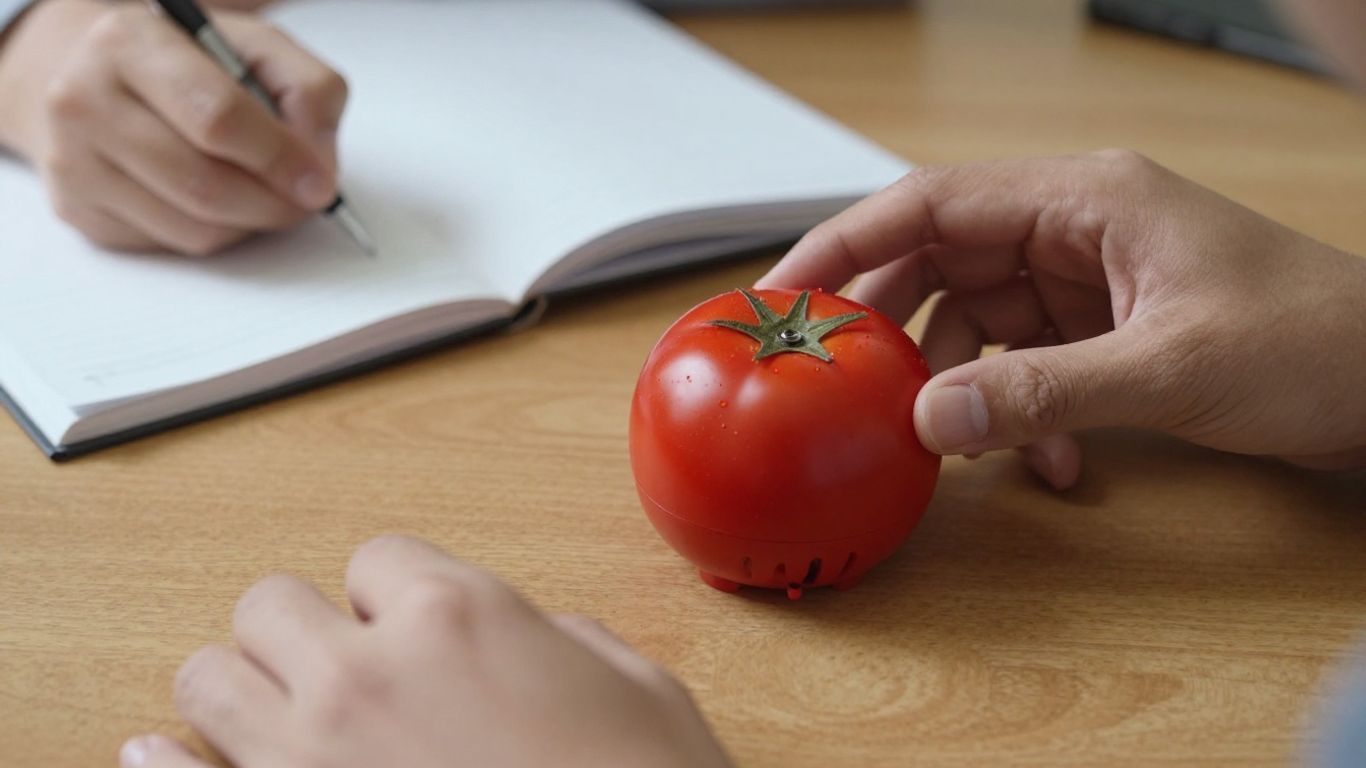 Person setting a Pomodoro timer for studying.