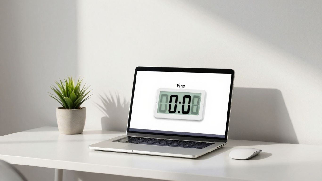 Customizable Pomodoro timer on a minimalist desk.
