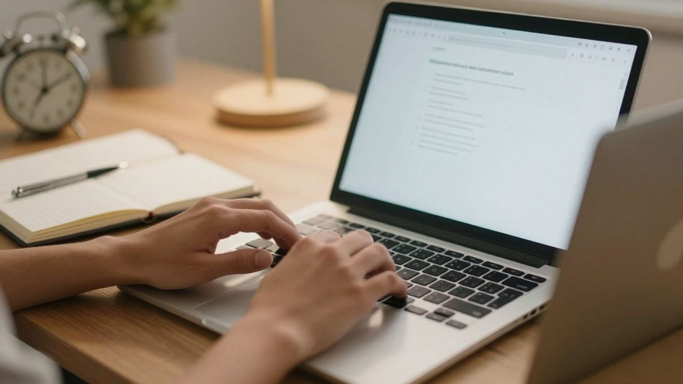 Person focused on laptop with Pomodoro timer.